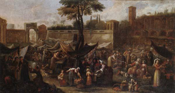 unknow artist A market scene before the walls of a city oil painting picture